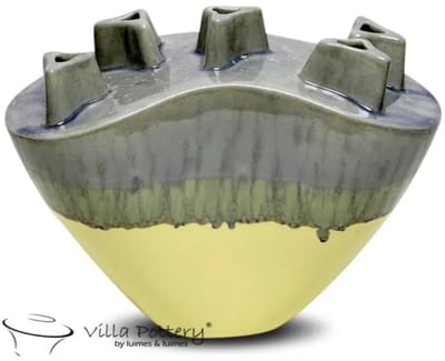 Reactief Grijs Geel vaas Chimney D30 x B21 x H33