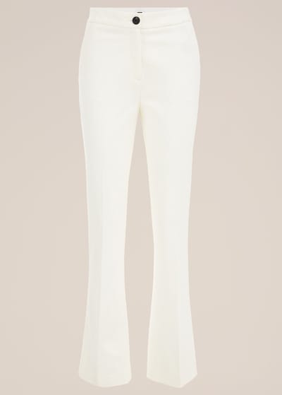 WE Fashion Dames Slim fit flared pantalon met stretch