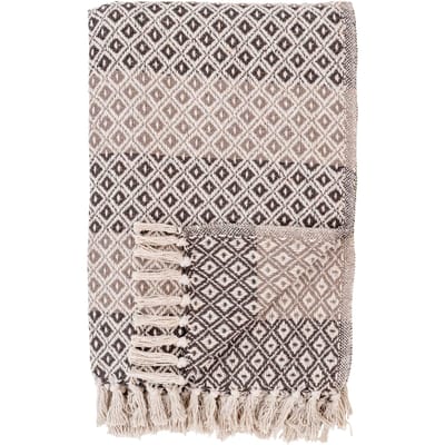 House Nordic Alanya Plaid - Deken - Grand foulard - Bruin / Beige / Wit - 130 x 180 cm - Katoen