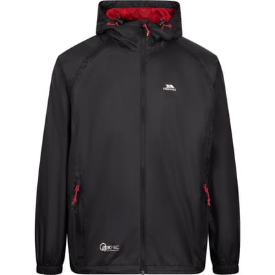 Trespass Qikpac waterdichte jas voor volwassenen (Zwart, Rood)