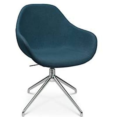 Vergaderstoel Topstar Sitness Life 2.0, draaibaar/zitting in hoogte verstelbaar, armleuningen, B 450 x D 390 x H 440-470 mm, 4-poots onderstel, gepolijst aluminium & stof, petrol
