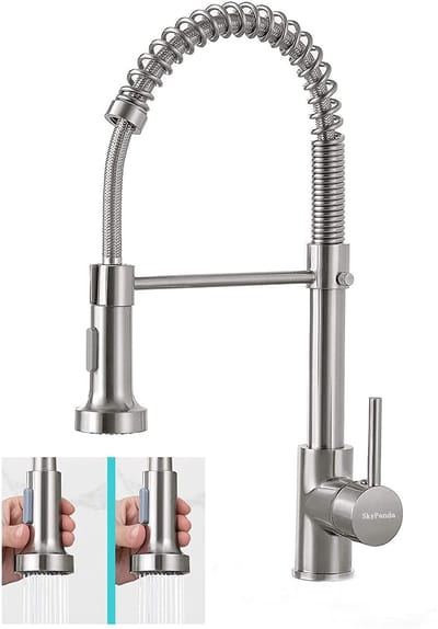 Dailygoods- Keukenkraan 360 Graden Draaibaar - Uittrekbare Sproeikop - Koper - Veerkraan - Dubbele Functie - Corrosiebestendig Oppervlak - Keukenmengkraan