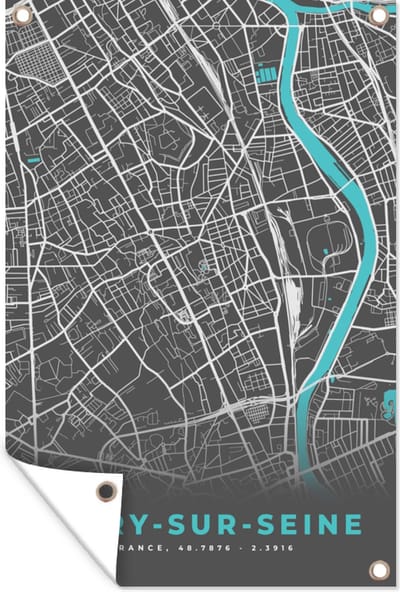 Muurdecoratie Vitry-sur-Seine - Frankrijk - Plattegrond - Kaart - Stadskaart - 120x180 cm - Tuinposter - Tuindoek