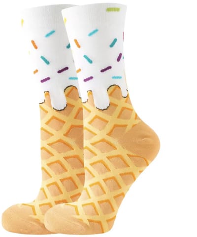 ZOETTT Ijshoorntje sokken - Sokken - Leuke sokken - Vrolijke sokken - Ijsjes sokken - Food sokken