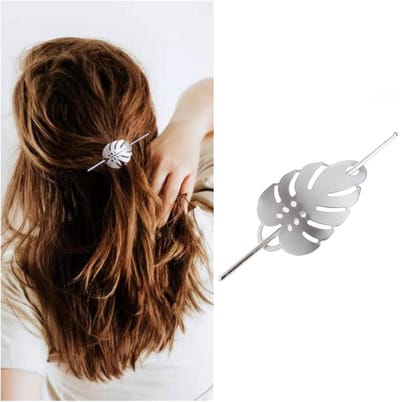 Haarspeld Blad - Haaraccessoire Vork - Haar Stijlen - Vintage Legering - 112 x 56 cm - Zilver