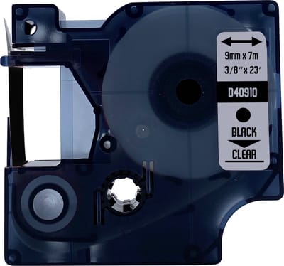 DULA Dymo D1 40910 - S0720670 - Compatible label tape - 1 lettertape - Zwart op transparant - 9mm x 7m