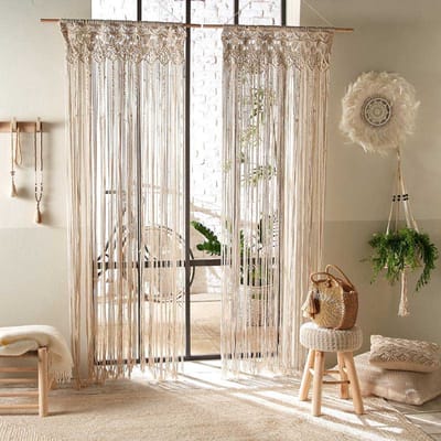 Wandkleed Macramé Bohemian Ivoor Wit 90 x 200 cm
