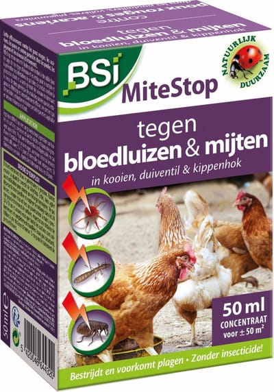 BSI - Mitestop - Voor kippen, duiven en vogels - 50 ml concentraat voor 50 m²