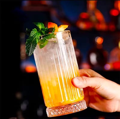 Luxe longdrinkglazen - Waterglazen - Cocktail glazen - Chique details 360ml - 18 cm - Transparant - 6 stuks
