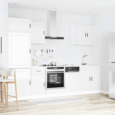vidaXL - 7-delige - Keukenkastenset - Porto - bewerkt - hout - glanzend - wit