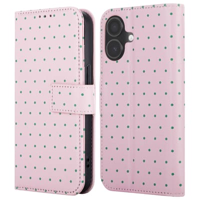 imoshion Hoesje - Geschikt voor Apple iPhone 16 - Design Bookcase smartphone - Happy Dots