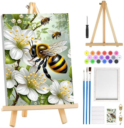 Dailygoods- Schilderen op Nummer Ingelijst - Acrylverf Set - Houten Ezel - Doe-Het-Zelf Kit - Voor Volwassenen - Voorbedrukt Canvas - Verfset