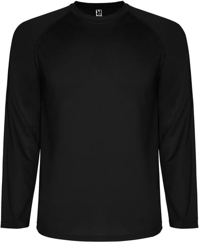 Zwart unisex unisex sportshirt lange mouwen MonteCarlo 150 grm merk Roly maat S