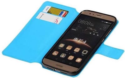 Cross Pattern Bookstyle Wallet Case Hoesje Geschikt voor Huawei G8 Blauw