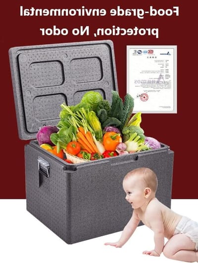 Geïsoleerde Kampeerbox - Draagbare Koelbox - Eten Warm Houden - Tien Jaar Duurzaam - 43 Liter Capaciteit - Grijs