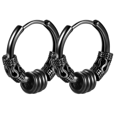 Fako Bijoux® - Punk Gothic Oorringen Vintage - RVS - Monaco - 16mm - Zwart