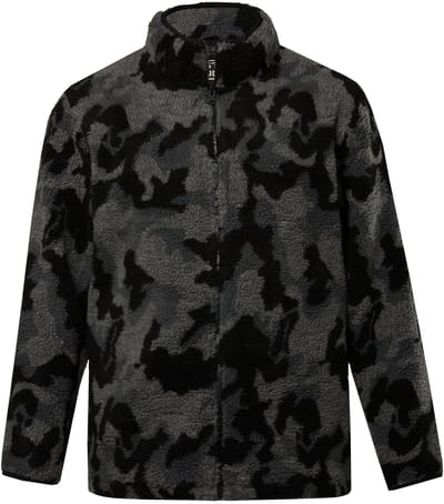 STHUGE - Heren - Teddyjas camouflage opstaande kraag - Zwart - Maat 3XL