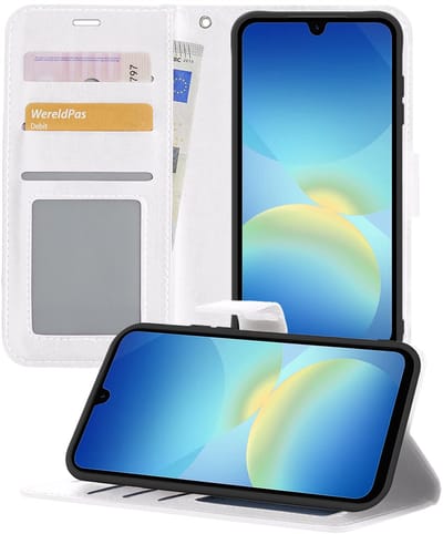 Hoesje - Geschikt voor Samsung Galaxy A26 - Luxe Bookcase - Walletcase Hoes - Portemonnee - Cover - Telefoonhoes - Wit