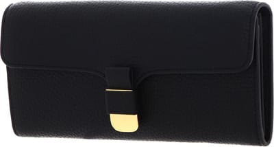 COCCINELLE Leren Portemonnee Neofirenze Soft Wallet Grained Leather Noir Zwart