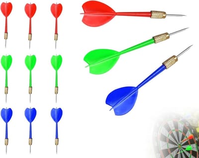 Professionele Set van 9 Naaldpunt Darts met Stalen Tip voor Kinderen, Ideaal voor Feestjes en Verjaardagen (11 cm, 3 Kleuren)