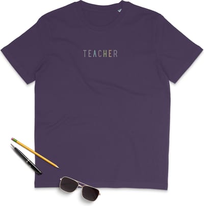 Leraar Dames T shirt - Ronde Hals - Korte Mouw - Paars - Maat S