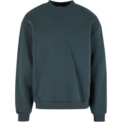 Urban Classics - Fluffy Crewneck sweater/trui - S - Donkergroen