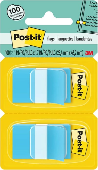 Standaard Paginavlaggen 1in Breed, Blauw - 100 Vlaggen in Dispenser