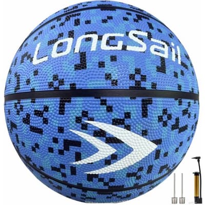 LONGSAIL professionele wedstrijdbasketbal maat 7 29,5 inch camouflageblauw hoogwaardig rubbermateriaal