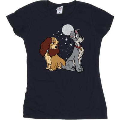 Disney Dames/Dames Lady And The Tramp Maan Katoenen T-Shirt (Marineblauw)