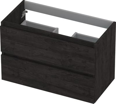 INK® wastafelonderkast 2 laden greeploos met houten keerlijst 80x40x52cm, houtskool eiken