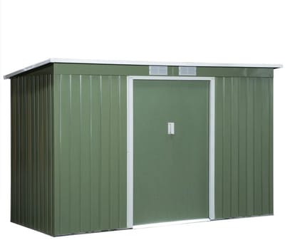 Tuinschuur - 280x130x172 cm - Tuinhuisje met Schuifdeur - Gereedschapsschuur - Gegalvaniseerd Staal - Opslagruimte Tuin - Tuingereedschap Bewaren - Buitenschuren - Fietsenberging - Tuinhuis - Lichtgroen