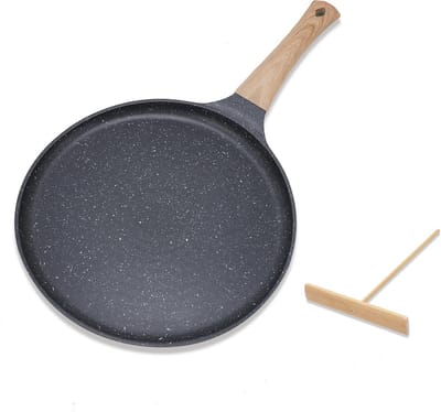 Pannenkoekenpan - Koekenpan Keukenpan - Koken en Bakken - Ingebouwde Kookplaat - 24cm - Zwart