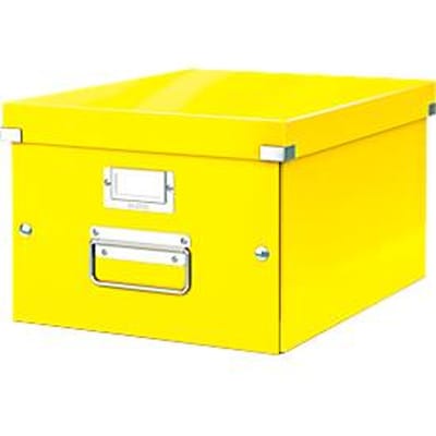 Leitz WOW Click & Store Middelgrote Opbergdoos - 85% Gerecycled Karton - 28.1 x 37 Cm (BxD) - Voor A4 Formaten - Ideaal voor Kantoor en Thuiswerken - Geel