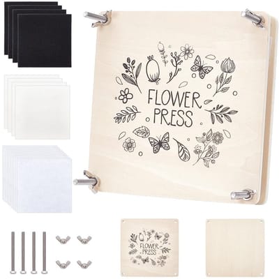 Dailygoods- Bloemenpers 18 x 18 cm - Plantenpersset - Houten Persplaten - 4 Lagen - Educatief Hulpmiddel - Voor Gedroogde Bloemen - Plantenpers