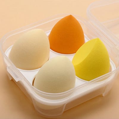4 Stuks Make-up Sponsjes – Geel & Oranje – 4*6 cm – Foundation, Poeder, BB Cream