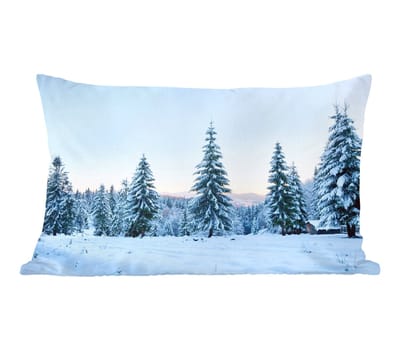 Sierkussens - Kussentjes Woonkamer - 50x30 cm - Winter - Sneeuw - Bomen - Kerstversiering - Kerstdecoratie voor binnen - Woonkamer