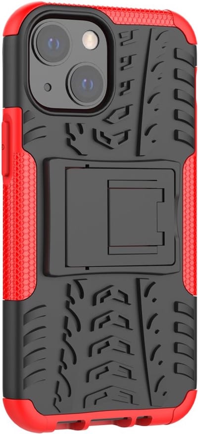 Peachy Shockproof TPU met stevig hoesje geschikt voor iPhone 13 mini - Rood en zwart