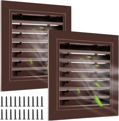 2 stuks Gevelventilatie Roosters Aluminium Bruin 30x30 cm met Insektengaas
