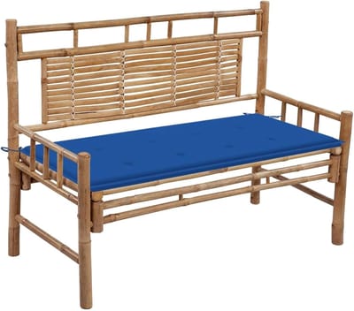Bamboe Tuinbank - Buitenbank Zitbank - Ontspannen in de tuin - Inclusief comfortabel kussen - 120 cm breed - Natuurlijk