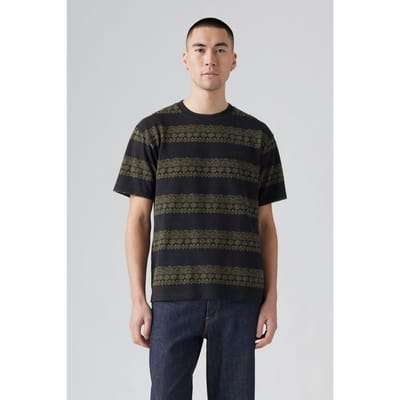 Levi's Red Tab Vintage Tee Tripp Geo Stripe Jet Maat: XS | T-shirts met Print Outlet | Heren | Zwart