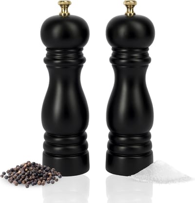 T&T Peper en Zoutmolen Set - Met Geschenkdoos - Zout / Pepermolen - Ebbenhout - Zwart & Goud