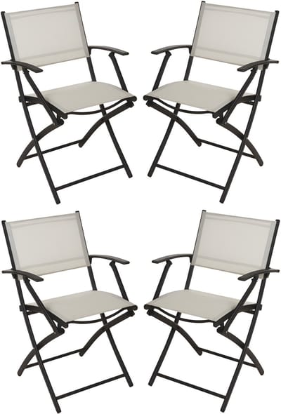 Redcliffs Klapstoel - 4x - beige - opklapbaar - 46 x 52 x 85 cm - staal/polyester - campingstoel/tuinstoel