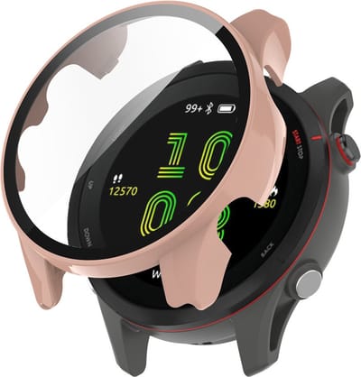 Watch case screenprotector - hoesje - gehard glas - geschikt voor Garmin Forerunner 255 - roze