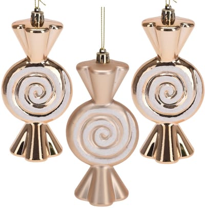 Allecto - Kerstdecoratie - Candy Cane Pendant Set - Lichtgewicht decoratie - Candy Gold - Feestelijke sfeer - Kerstfeest - Kerstmis - Decoratief