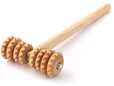Dailygoods- Massageroller T-Vorm - Anti-Cellulitismassage - Massageapparaat - Houten Roller - 37 x 13 cm - Handvat