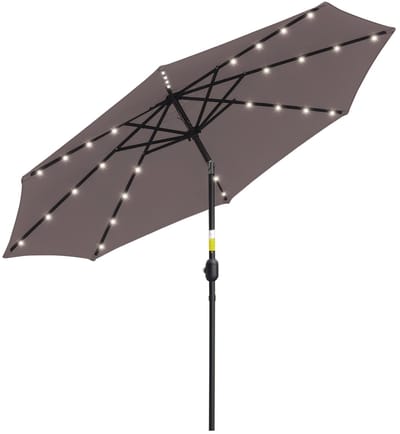 HomeGoodies - Tuinparasol - Parasol - 32 Led verlichting op zonne-energie - Kantelbaar - 265X233cm - Donkergrijs - UV-bescherming