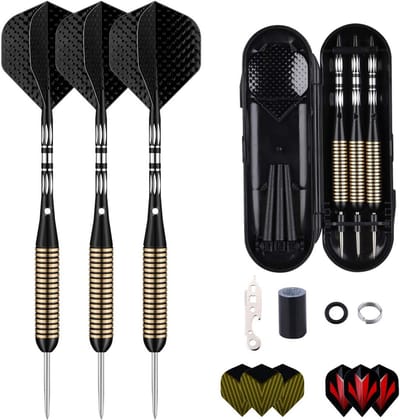 Dartpijlen met metalen punt - 27 gram stalen darts inclusief accessoires