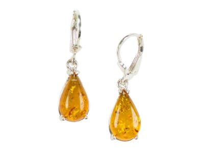 Zilveren oorbellen met sluiting Amber / Barnsteen 925 zilver