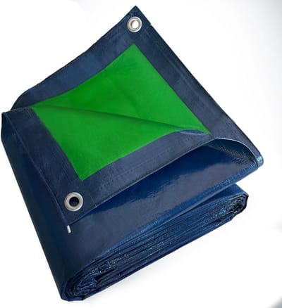 Houten dekzeil - Beschermhoes - Brandhout opslag - Waterdichte bescherming - 8x12 m - Blauw groen