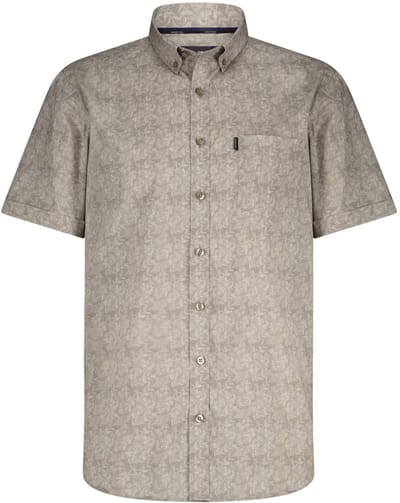 State Of Art Short Sleeve Overhemd Leafs Beige - Maat M - Heren - Overhemden Casual